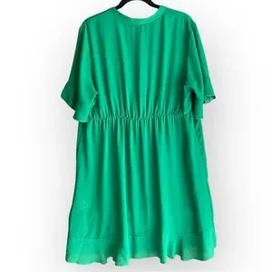 Phase Eight | Dresses | Phase 8 Emerald Green Sheer Short Sleeved Shift  Dress W Ruffles Size Uk8 Us14 | Poshmark